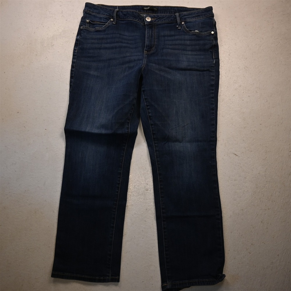 Simply Vera Wang 18 High Rise Straight Dark Stretch Denim Womens Jeans